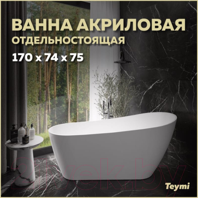 Ванна акриловая Teymi Solli 170x74x75 / T130106 (белый матовый)