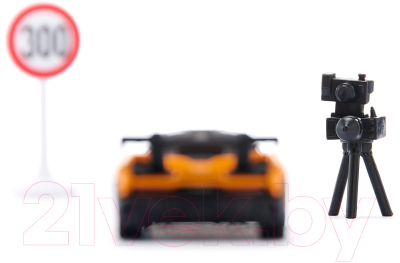 Набор игрушечных автомобилей Siku Гоночные машинки, дорожный знак, камера / 6328