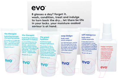 Набор косметики для тела и волос EVO Labs Hydration Station Шамп+Конд+Маска+Гель д/д+Крем+Несм уход (5x30мл+50мл)