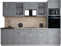 Кухонный гарнитур Интерлиния Мила Gloss 2.8 (керамика/керамика/травертин серый) - 