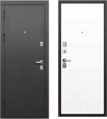 Входная дверь Гарда 9 Серебристый/эмалит белый (86x205, левая)
