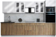 Готовая кухня Интерлиния Мила Gloss 3.2 (белый глянец/дуб вотан/травертин серый) - 