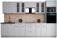 Кухонный гарнитур Интерлиния Мила Gloss 3.2 (пепел софт/пепел софт/травертин серый) - 