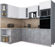 Готовая кухня Интерлиния Мила Gloss 1.68x2.4 левая (белый софт/керамика/травертин серый) - 