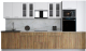 Готовая кухня Интерлиния Мила Gloss 3.6 (белый софт/дуб вотан/травертин серый) - 