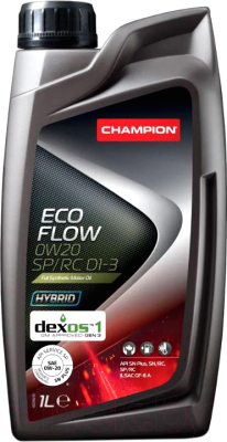 Моторное масло Champion Eco Flow 0W20 SP/RC D1-3 / 1049908 (1л)