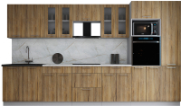 Кухонный гарнитур Интерлиния Мила Gloss 3.6 (дуб вотан/дуб вотан/травертин серый) - 