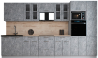 Кухонный гарнитур Интерлиния Мила Gloss 3.6 (керамика/керамика/травертин серый) - 
