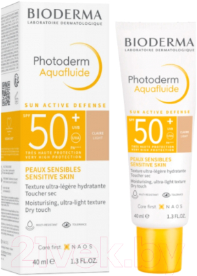 Крем солнцезащитный Bioderma Aquafluide SPF 50+ тон Light Флюид (40мл)