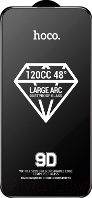 Защитное стекло для телефона Hoco A34 9D для iPhone 15 Pro Max (черный)