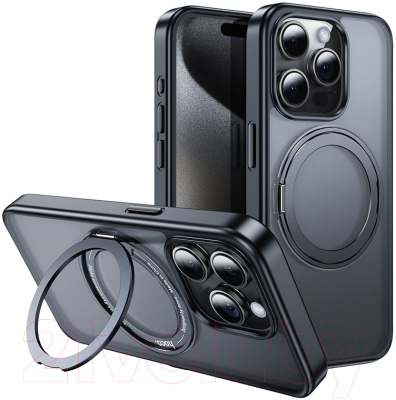 Чехол-накладка Hoco AS1 для iPhone 15 Pro Max магнитный с кольцом (черный)