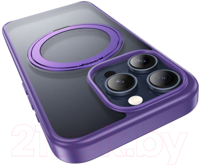 Чехол-накладка Hoco AS1 для iPhone 15 Pro магнитный с кольцом (пурпурный)