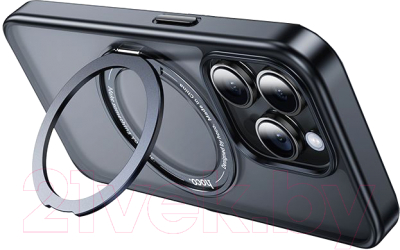 Чехол-накладка Hoco AS1 для iPhone 15 Pro магнитный с кольцом (черный)