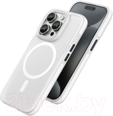 Чехол-накладка Hoco AS2 для iPhone 15 Pro магнитный противоударный (белый)