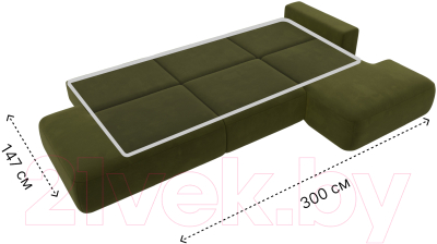 Диван угловой Лига Диванов Лига-036 Модерн Лонг правый / 121419 (микровельвет зеленый)