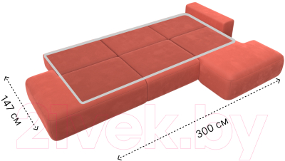 Диван угловой Лига Диванов Лига-036 Модерн Лонг правый / 121422 (микровельвет коралловый)