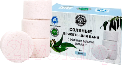 Соляной брикет для бани Бацькина баня С эфирным маслом Эвкалипт (350г)