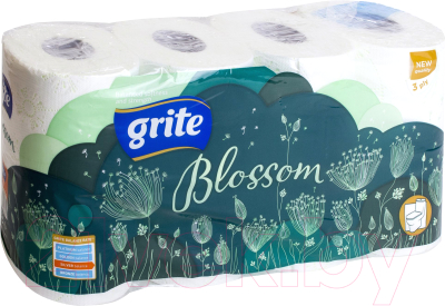 Туалетная бумага Grite Blossom (8рул, трехслойная белая)