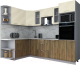 Готовая кухня Интерлиния Мила Gloss 1.68x2.6 левая (ваниль глянец/дуб вотан/травертин серый) - 