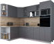 Кухонный гарнитур Интерлиния Мила Gloss 1.68x2.6 левая (серый софт/серый софт/травертин серый) - 