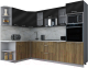 Готовая кухня Интерлиния Мила Gloss 1.68x2.8 левая (черный глянец/дуб вотан/травертин серый) - 