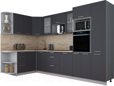Кухонный гарнитур Интерлиния Мила Gloss 1.68x3.2 левая