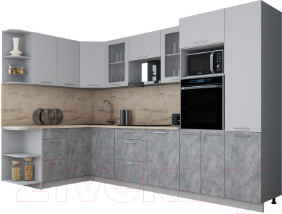 Кухонный гарнитур Интерлиния Мила Gloss 1.68x3.2 левая