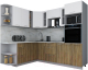 Кухонный гарнитур Интерлиния Мила Gloss 1.88x2.4 левая (белый софт/дуб вотан/травертин серый) - 
