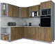 Готовая кухня Интерлиния Мила Gloss 1.88x2.4 левая (дуб вотан/дуб вотан/травертин серый) - 