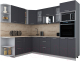 Готовая кухня Интерлиния Мила Gloss 1.88x2.6 левая (графит софт/графит софт/травертин серый) - 