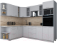 Кухонный гарнитур Интерлиния Мила Gloss 1.88x2.6 левая (пепел софт/пепел софт/травертин серый) - 