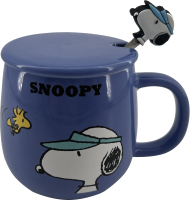 Чашка Miniso Snoopy Summer Travel Collection / 1269 (с крышкой и ложкой) - 