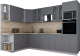 Готовая кухня Интерлиния Мила Gloss 1.88x3.0 левая (серый софт/серый софт/травертин серый) - 