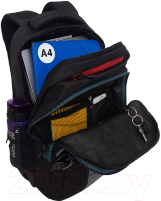 Школьный рюкзак Grizzly RU-430-1 (черный/серый/синий)