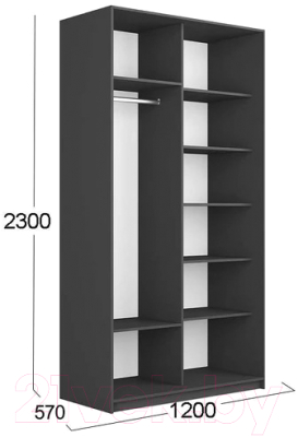 Шкаф-купе ТриЯ Траст СШК 2.120.60-13.15 2-х дверный (серый диамант/зеркало/стекло белый глянец)