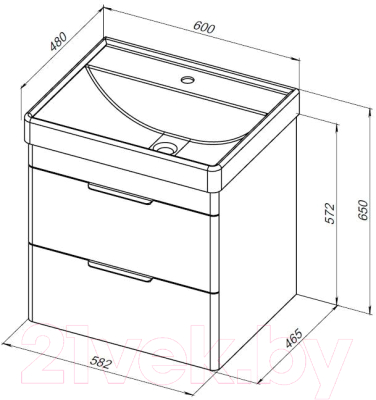 Тумба с умывальником Aquanet Ирис New 120 L  / 332258 (белый глянец)