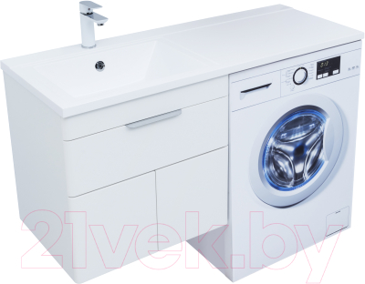 Тумба с умывальником Aquanet Ирис New 120 L  / 332256 (белый глянец)