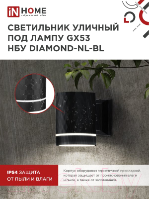 Бра уличное INhome DIAMOND-1xGX53-NL-BL / 4690612052861 (черный)