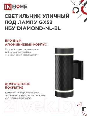 Бра уличное INhome DIAMOND-2xGX53-NL-BL / 4690612051635 (черный)