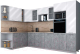 Готовая кухня Интерлиния Мила Gloss 1.88x3.2 левая (белый глянец/керамика/травертин серый) - 