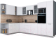 Готовая кухня Интерлиния Мила Gloss 1.88x3.2 левая (белый софт/белый софт/травертин серый) - 