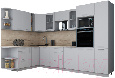 Кухонный гарнитур Интерлиния Мила Gloss 1.88x3.2 левая