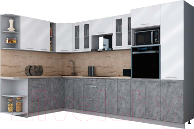 Кухонный гарнитур Интерлиния Мила Gloss 1.88x3.4 левая