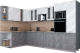 Готовая кухня Интерлиния Мила Gloss 1.88x3.4 левая (белый глянец/керамика/травертин серый) - 
