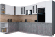Готовая кухня Интерлиния Мила Gloss 1.88x3.4 левая (белый софт/керамика/травертин серый) - 