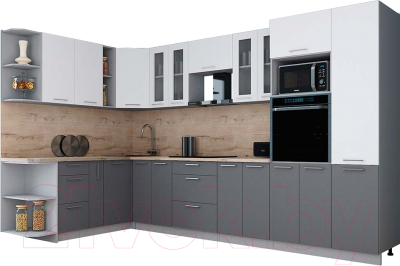 Кухонный гарнитур Интерлиния Мила Gloss 1.88x3.4 левая