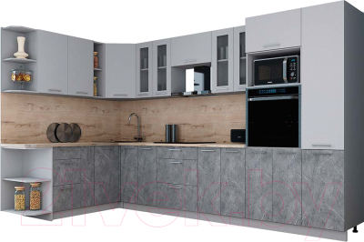 Кухонный гарнитур Интерлиния Мила Gloss 1.88x3.4 левая