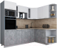 Готовая кухня Интерлиния Мила Gloss 1.68x2.4 правая (белый софт/керамика/травертин серый) - 