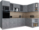 Кухонный гарнитур Интерлиния Мила Gloss 1.68x2.8 правая (керамика/керамика/травертин серый) - 