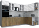 Кухонный гарнитур Интерлиния Мила Gloss 1.68x3.0 правая (белый глянец/дуб вотан/травертин серый) - 